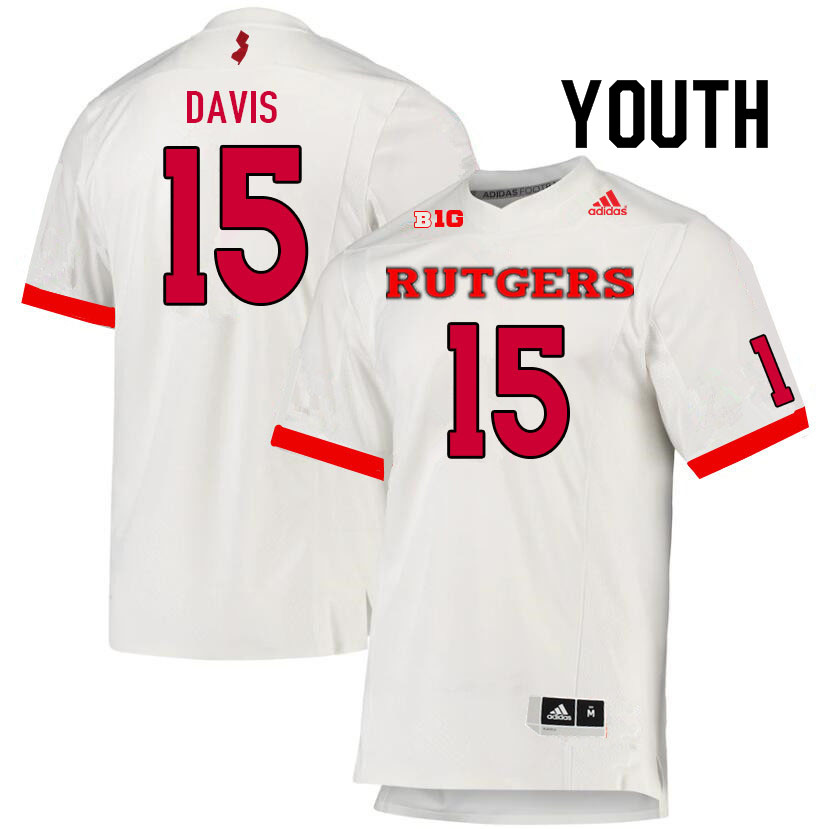 Youth #15 Carnell Davis Rutgers Scarlet Knights College Football Jerseys Sale-White